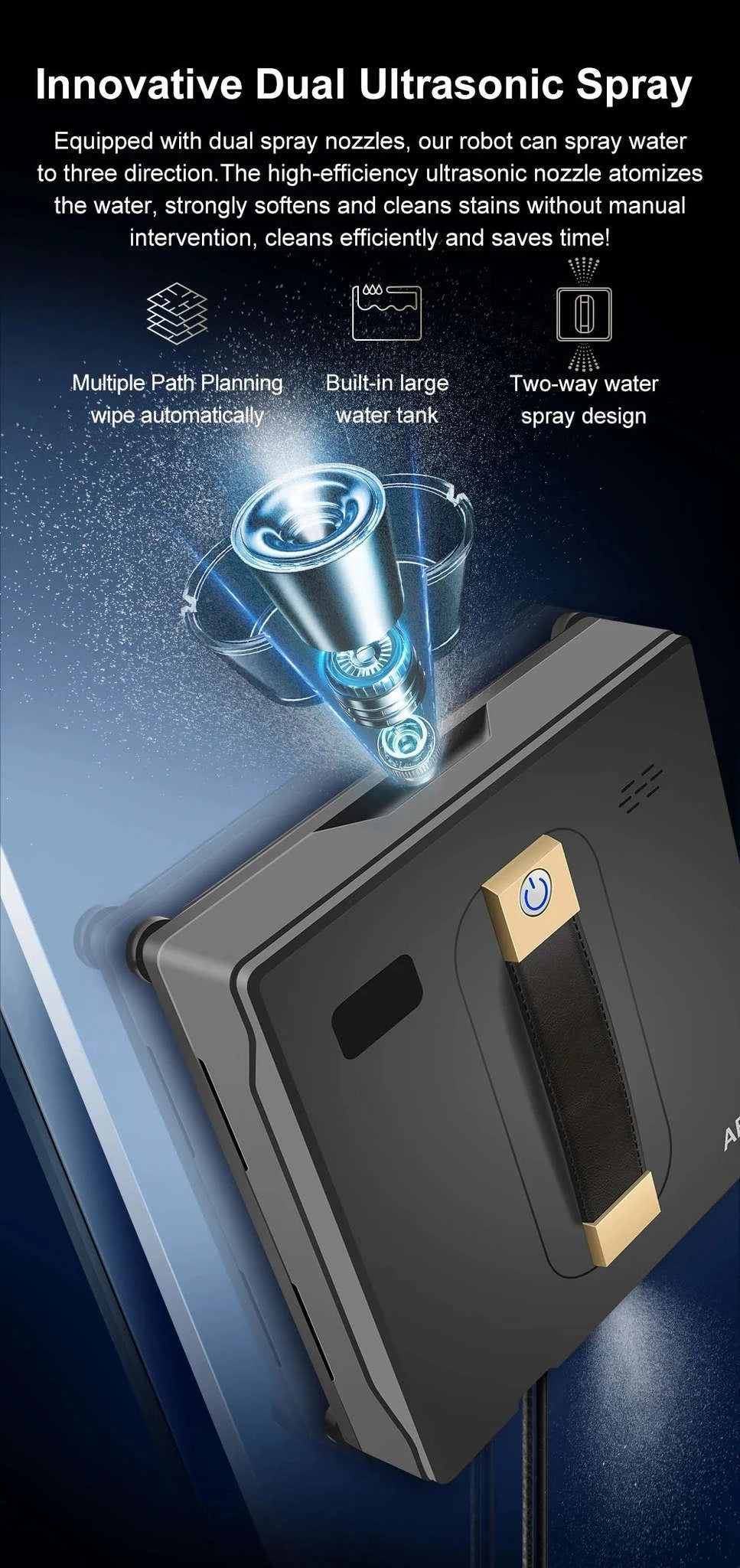 Robot Window Cleaner ABIR WD8 with Dual Spray and Smart Navigation-spain / Yes