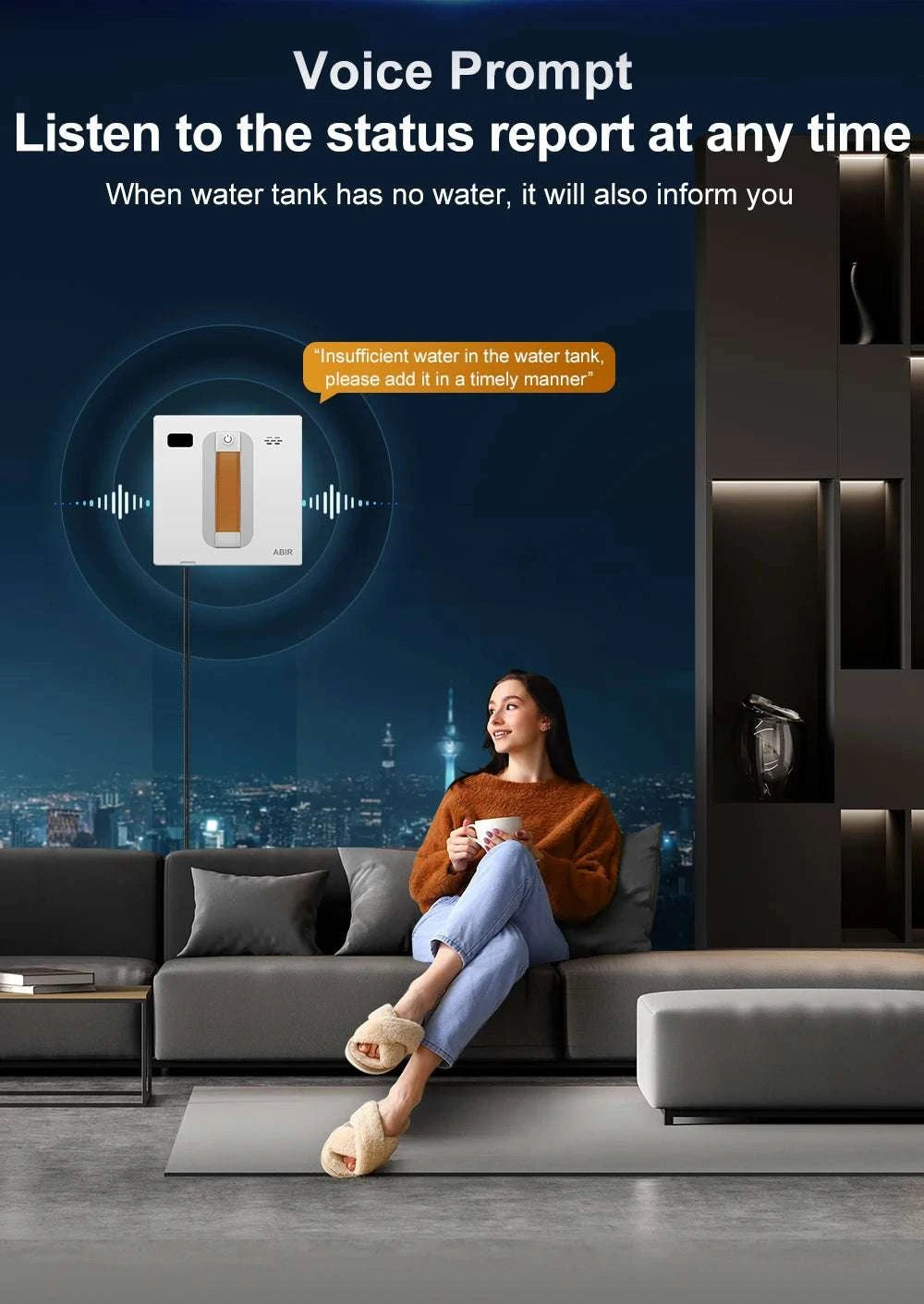 Robot Window Cleaner with Dual Spray, 3000Pa Suction & APP Control-White / spain / Yes