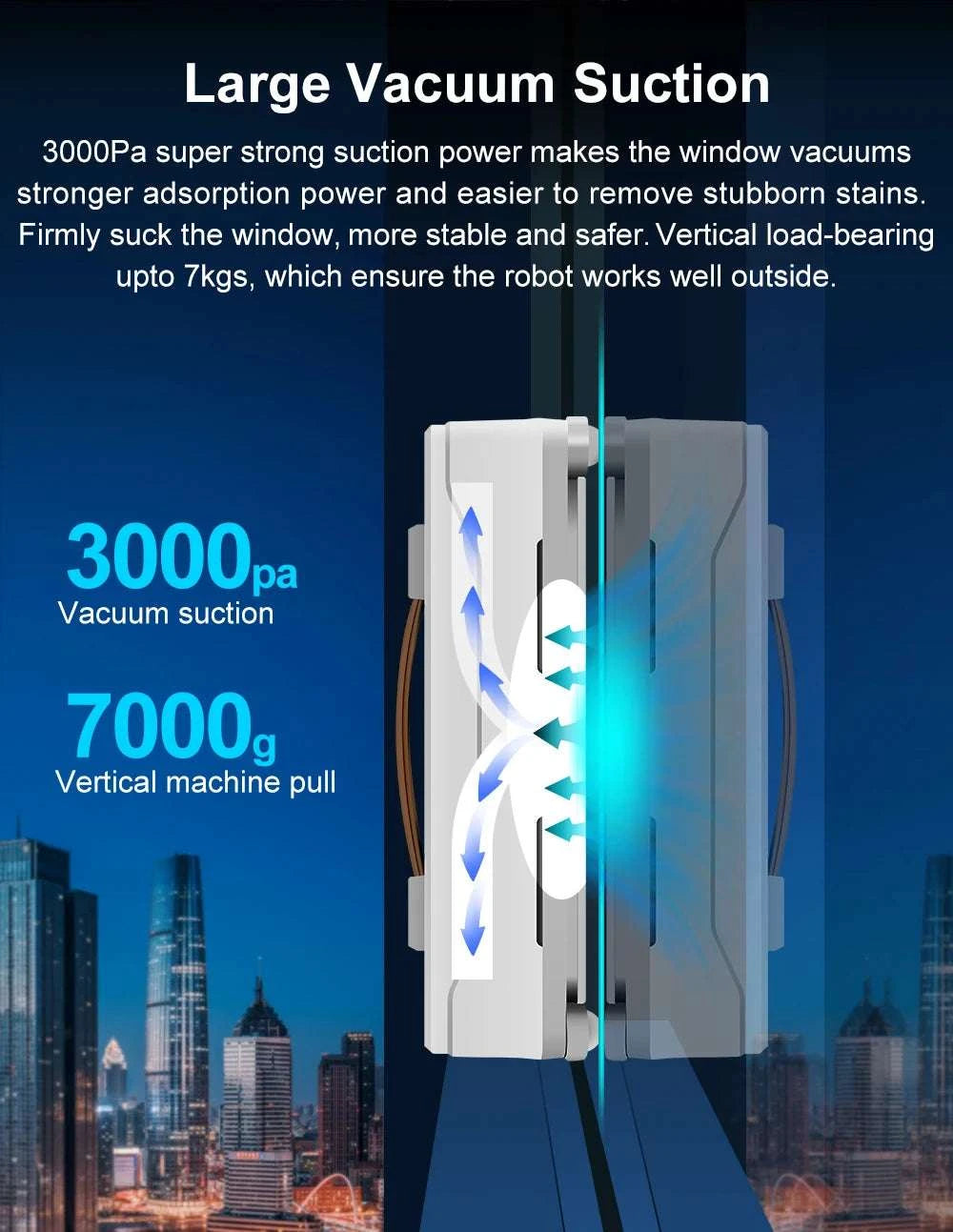 Robot Window Cleaner with Dual Spray, 3000Pa Suction & APP Control-White / spain / Yes