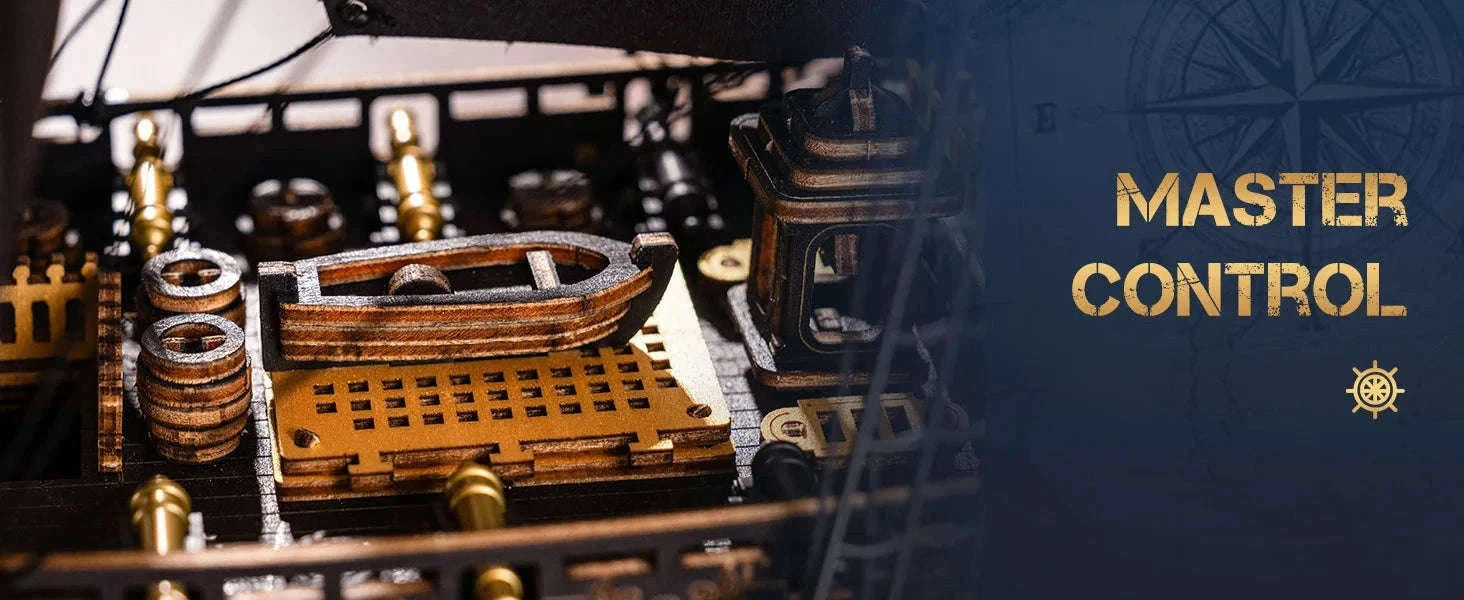 Robotime Rokr Seahorse Barque Wooden Ship Model Kit-Black / Australia