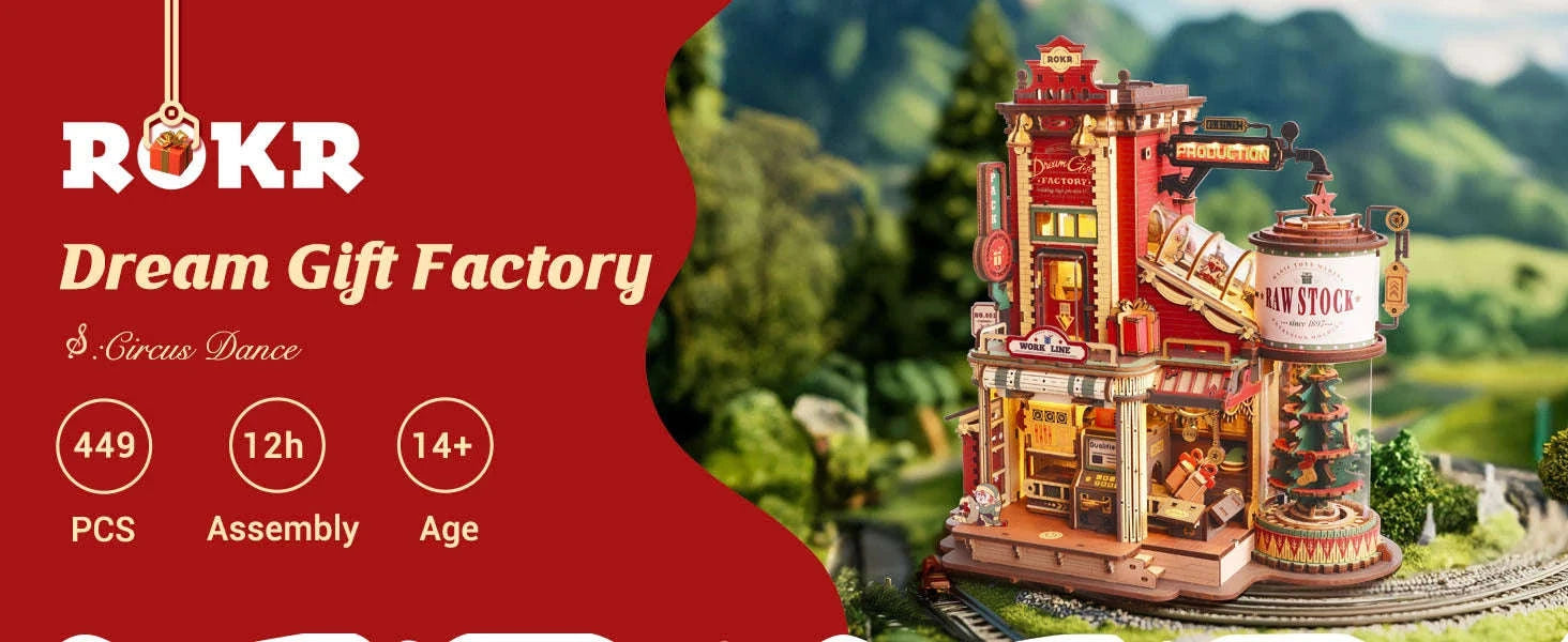 Robotime Rokr Wooden Music Box Christmas Dream Gift Factory 3D Puzzle-Carousel / UNITED KINGDOM