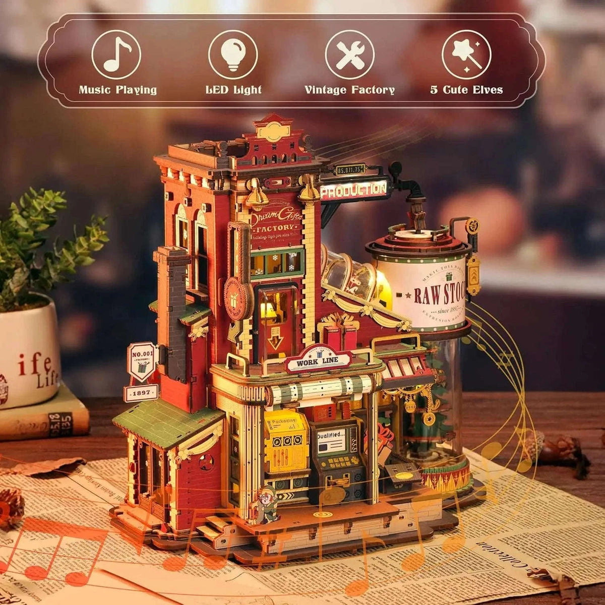 Robotime Rokr Wooden Music Box Christmas Dream Gift Factory 3D Puzzle-Carousel / UNITED KINGDOM