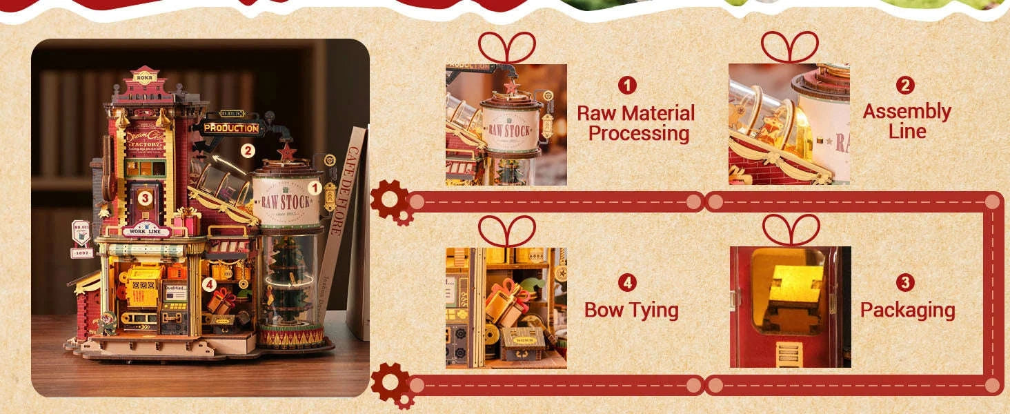 Robotime Rokr Wooden Music Box Christmas Dream Gift Factory 3D Puzzle-Carousel / UNITED KINGDOM