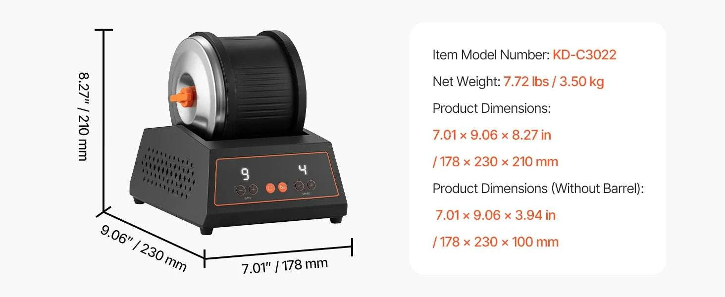 Rock Tumbler Kit with 4 Speeds & 9-Day Timer Polishing Kit-4 lbs / United States
