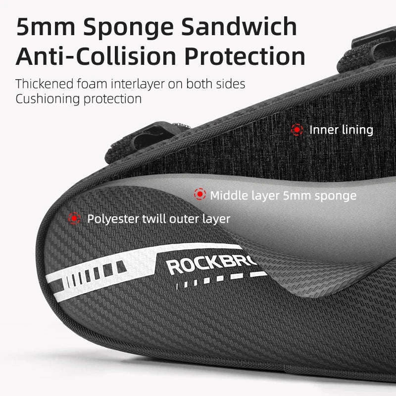 ROCKBROS 1.2L Bike Frame Triangle Bag Rainproof Reflective-B75 / one size
