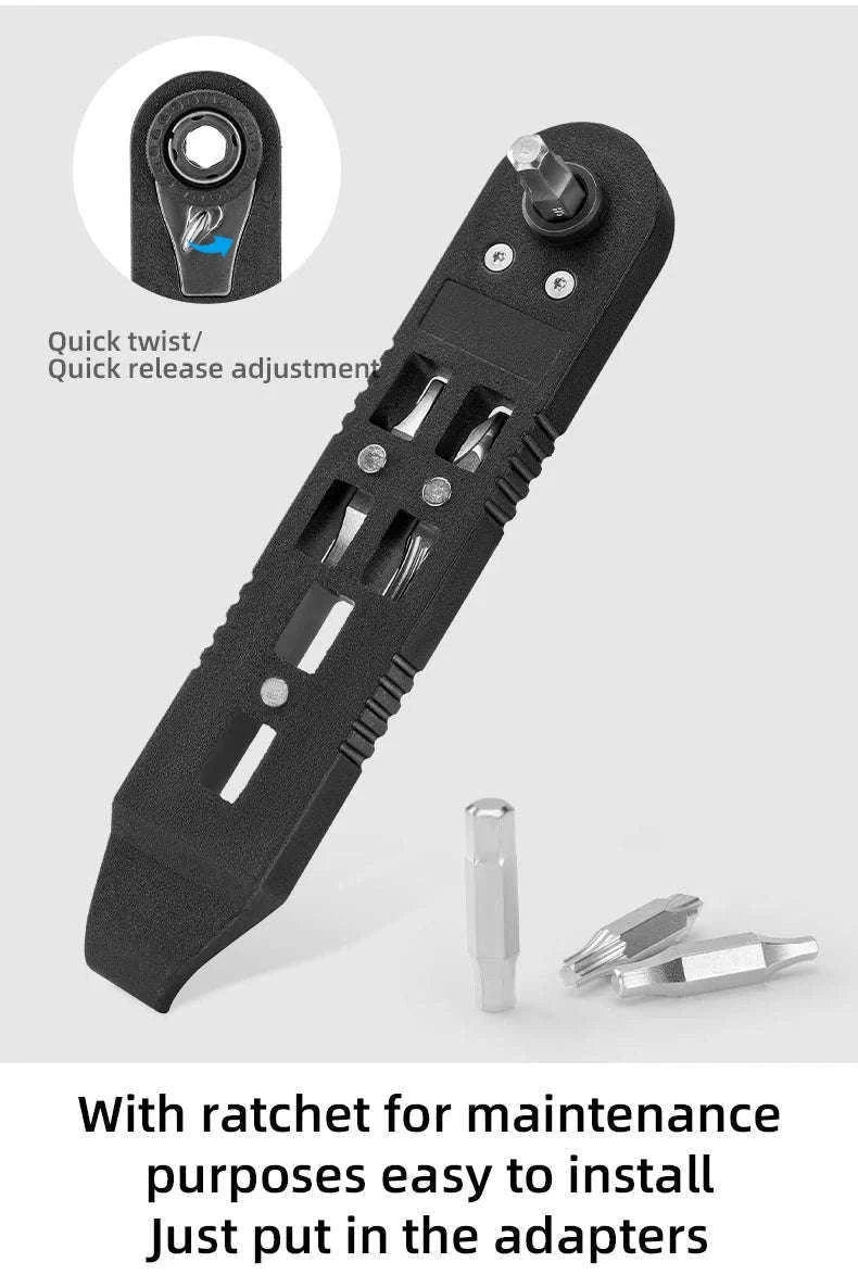 ROCKBROS Bicycle Multi-Tool Kit with Ratchet Wrench & Tire Levers-Default Title