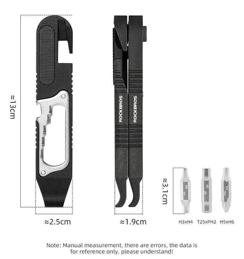 ROCKBROS Bicycle Multi-Tool Kit with Ratchet Wrench & Tire Levers-Default Title