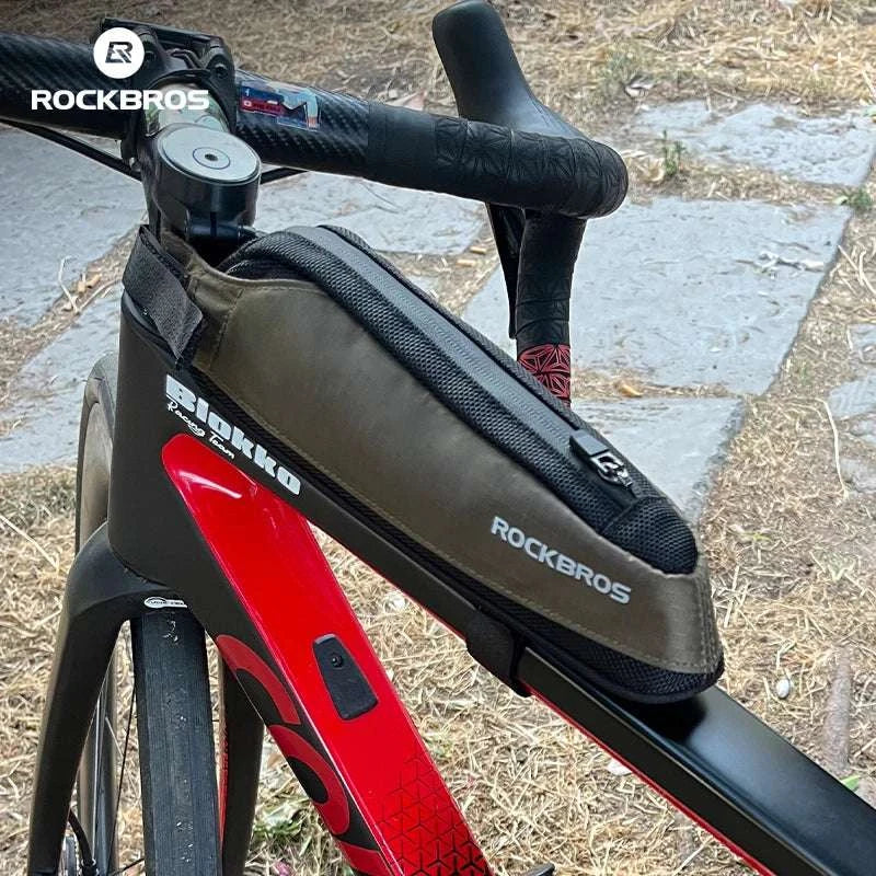 ROCKBROS Bike Top Tube Bag Rainproof Nylon Frame Storage-black 0.65L