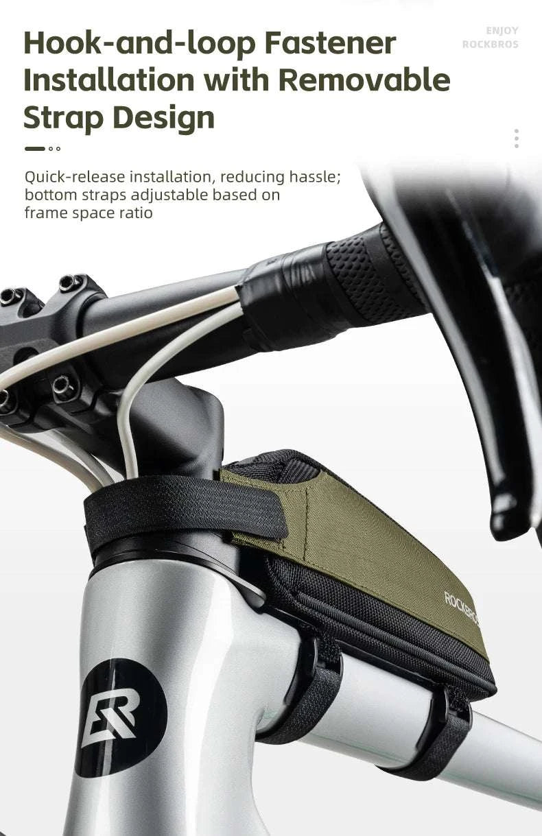 ROCKBROS Bike Top Tube Bag Rainproof Nylon Frame Storage-black 0.65L
