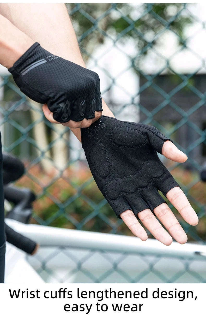 ROCKBROS Half Finger Cycling Gloves Breathable Shock Absorbing Fit-S360-B / M