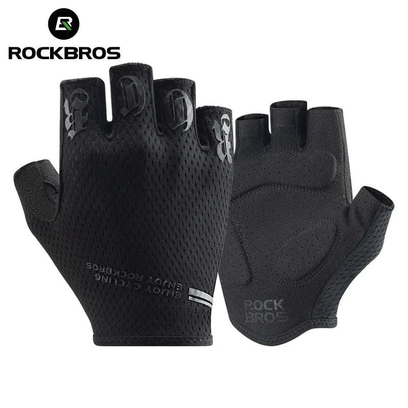 ROCKBROS Half Finger Cycling Gloves Breathable Shock Absorbing Fit-S360-B / M