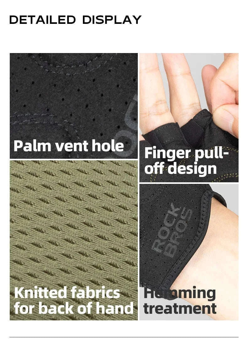 ROCKBROS Half Finger Cycling Gloves Breathable Shock Absorbing Fit-S360-B / M