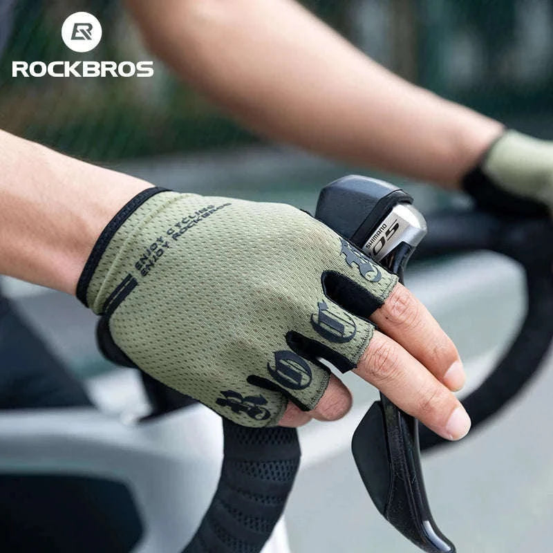 ROCKBROS Half Finger Cycling Gloves Breathable Shock Absorbing Fit-S360-B / M