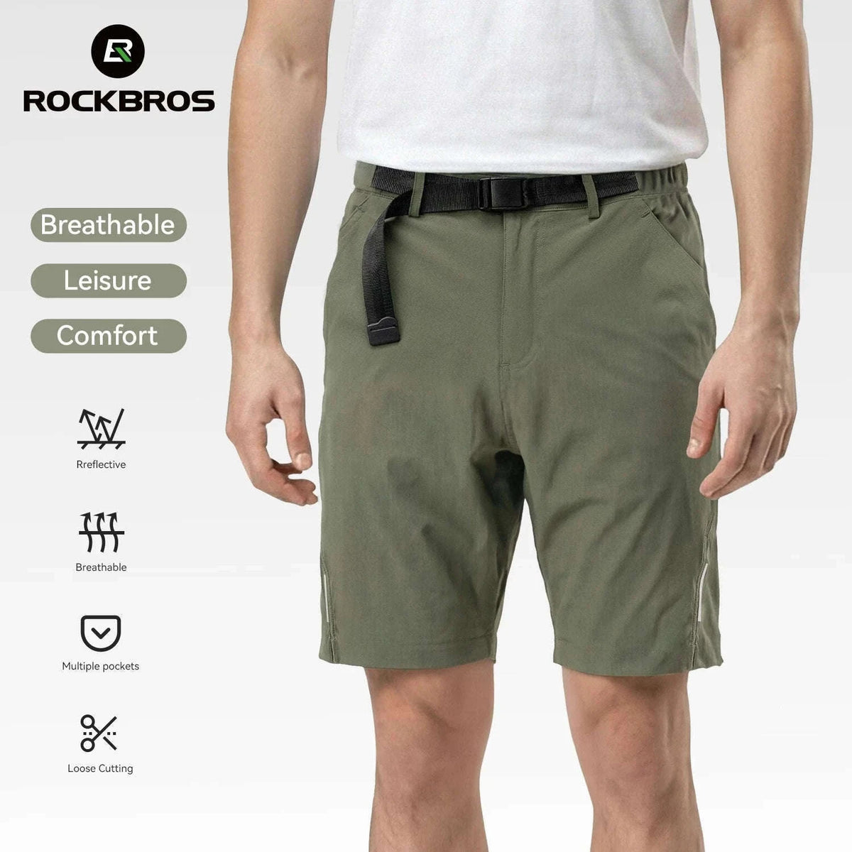 ROCKBROS Quick Dry Cycling Shorts with Belt for Running & Hiking-YPK055 / EUR 4XL