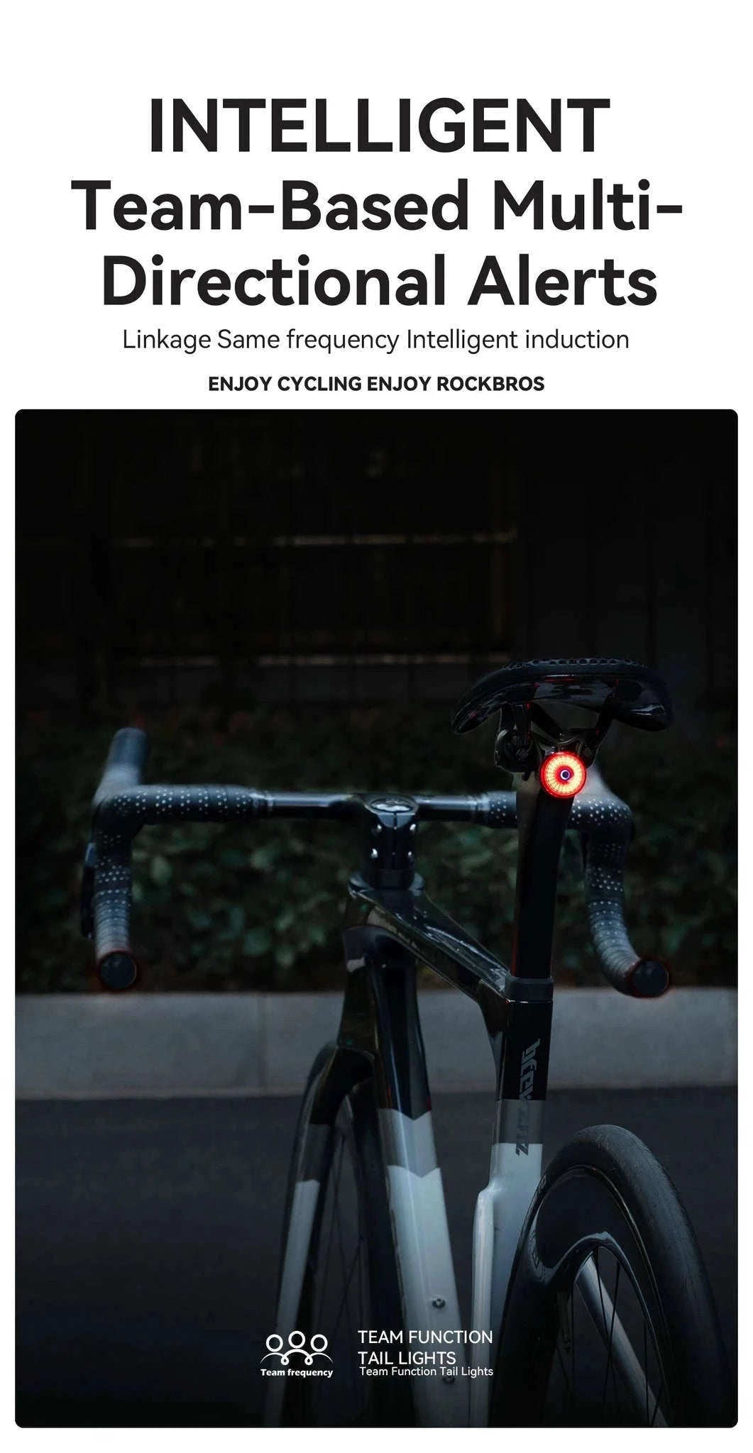 ROCKBROS Smart Bike Tail Light with Brake Sensing & Solar Power-24120010001