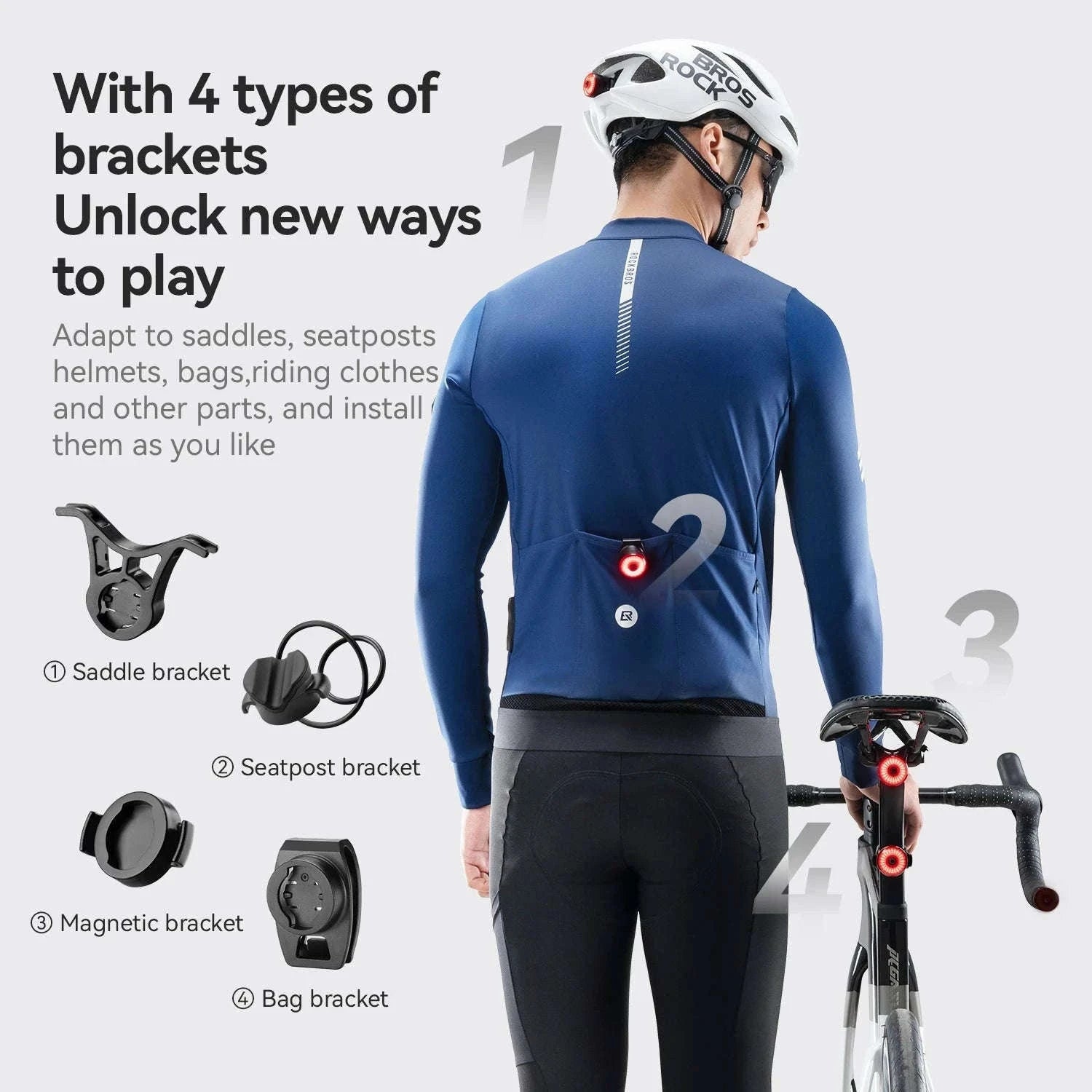 ROCKBROS Smart Bike Tail Light with Brake Sensing & Solar Power-24120010001