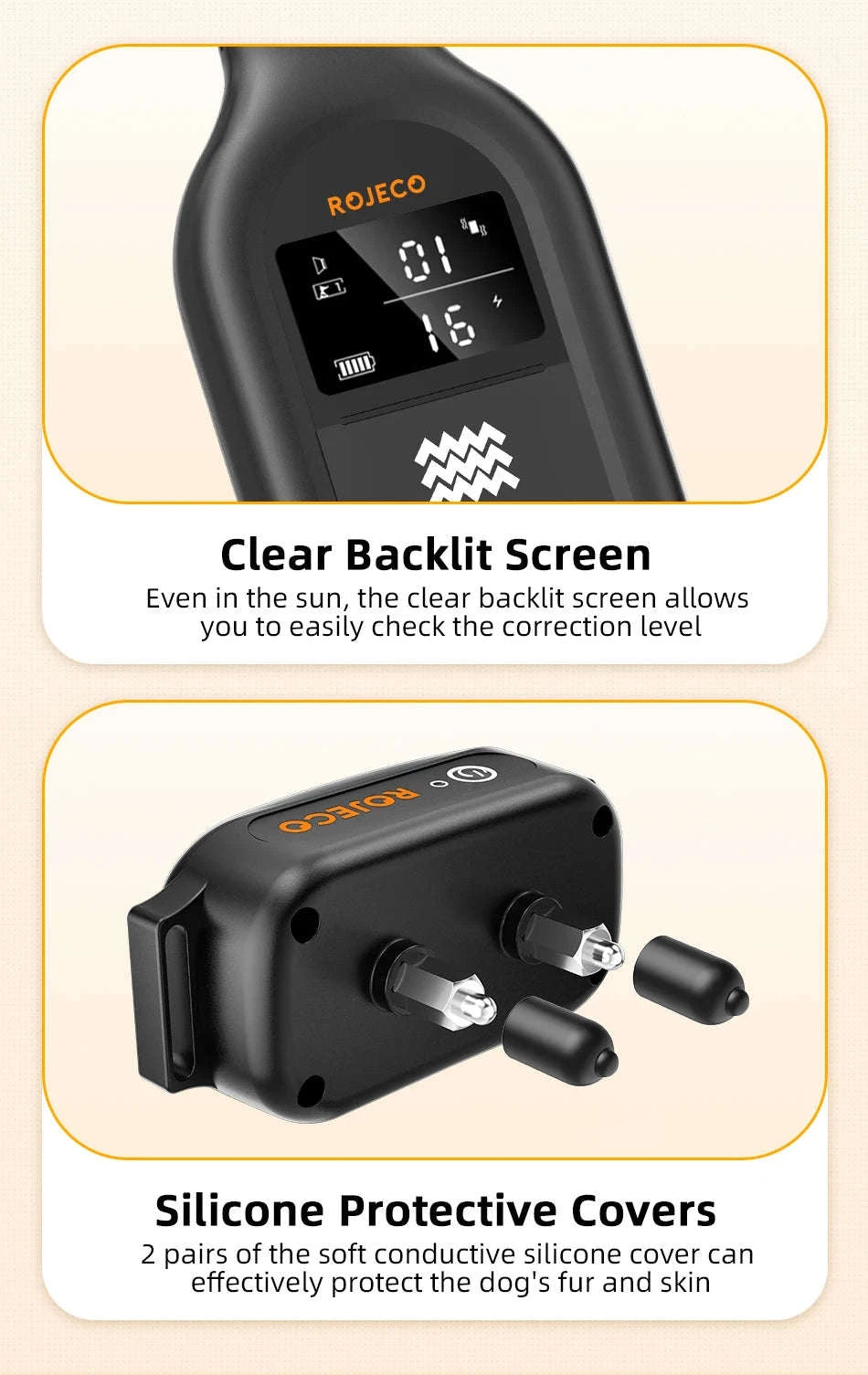 ROJECO Electric Dog Training Collar with Remote Control-TC028 1 Collar