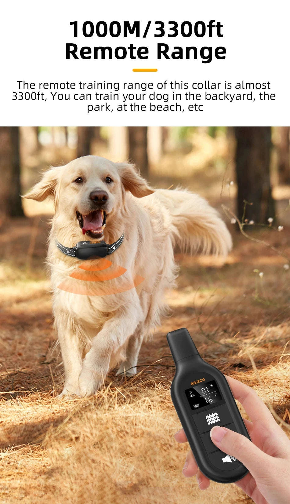 ROJECO Electric Dog Training Collar with Remote Control-TC028 1 Collar