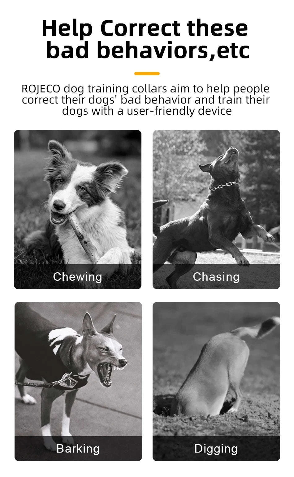 ROJECO Electric Dog Training Collar with Remote Control-TC028 1 Collar