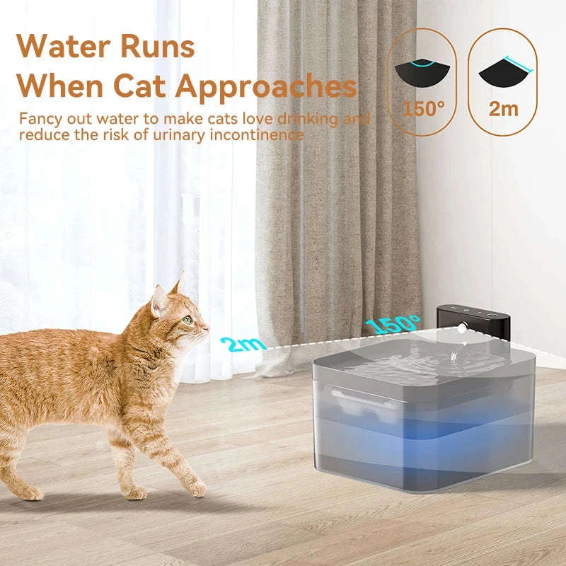 ROJECO Wireless Automatic Cat Water Fountain-Black / 2.2L