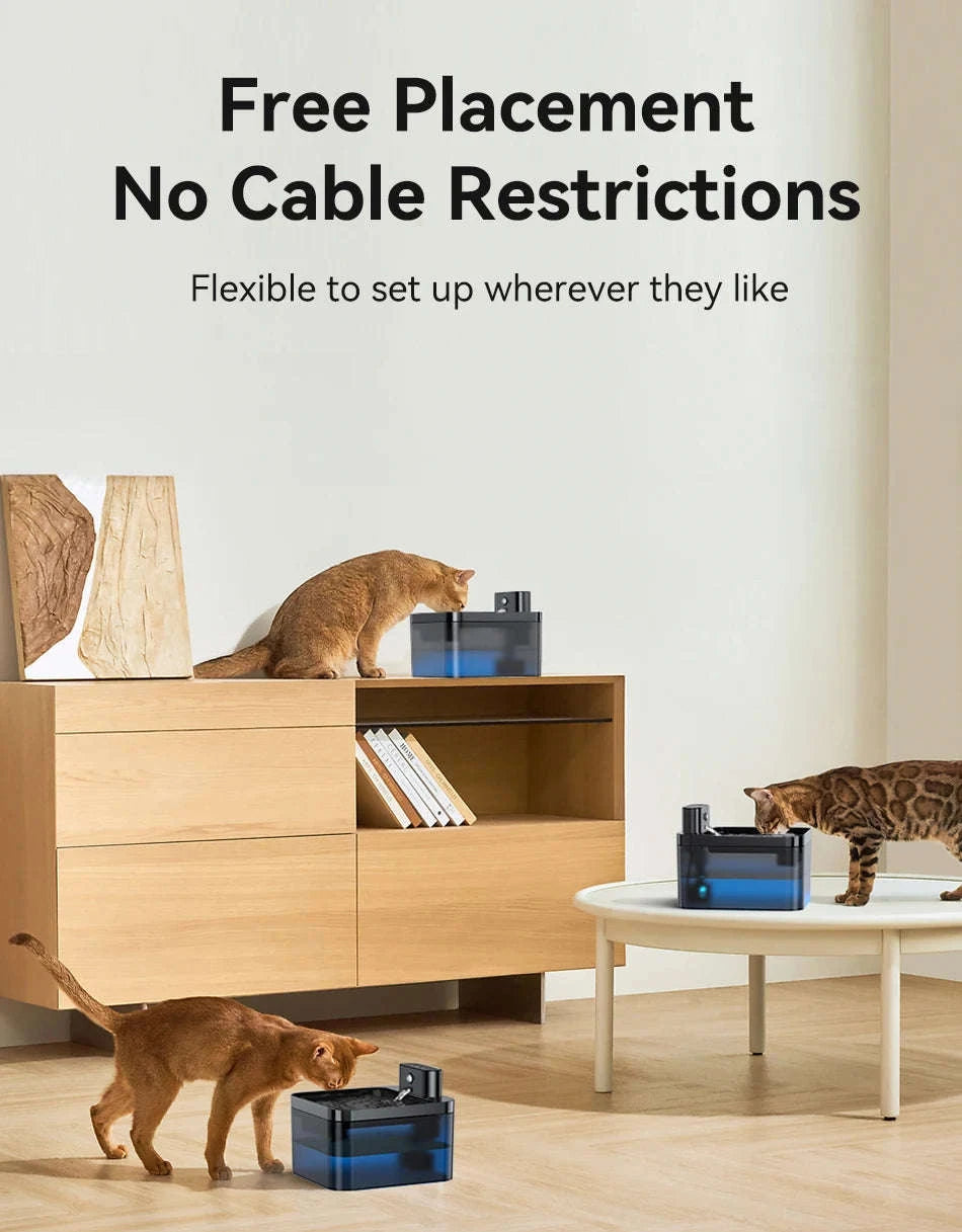 ROJECO Wireless Automatic Cat Water Fountain-Black / 2.2L