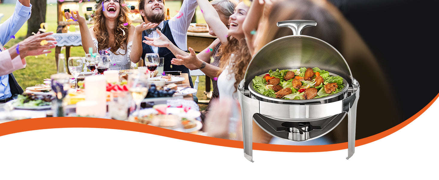 Roll Top Chafing Dish Buffet Set 6 Qt 2 Pack Stainless Steel-6QT  2 Packs / CZECH REPUBLIC