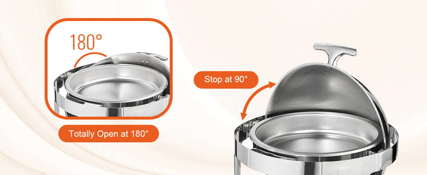 Roll Top Chafing Dish Buffet Set 6 Qt 2 Pack Stainless Steel-6QT  2 Packs / CZECH REPUBLIC