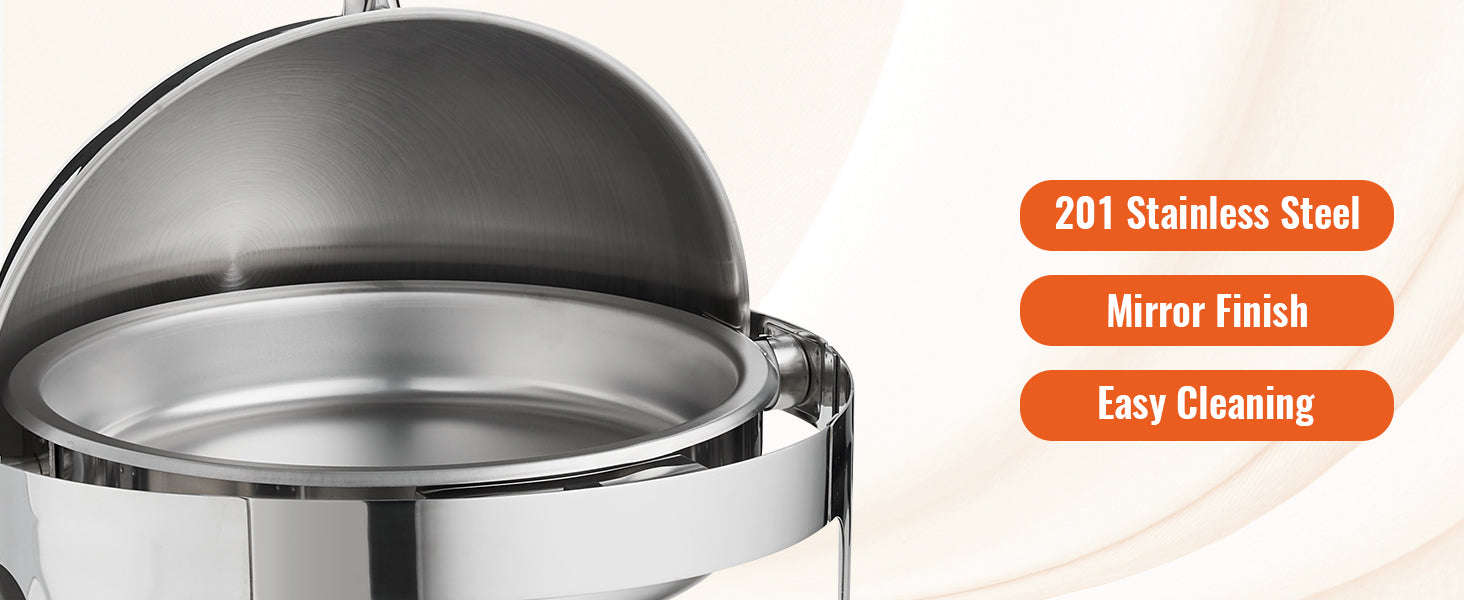 Roll Top Chafing Dish Buffet Set 6 Qt 2 Pack Stainless Steel-6QT  2 Packs / CZECH REPUBLIC