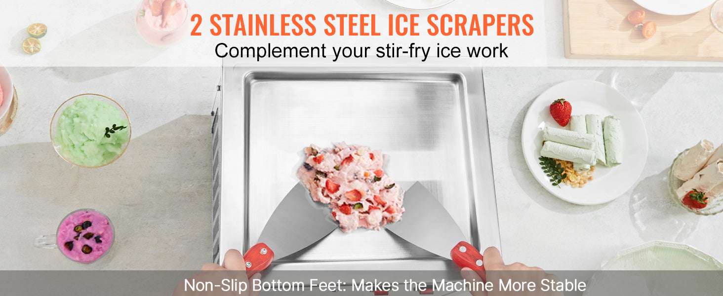 Rolled Ice Cream Maker with Compressor Stainless Steel 500W-france