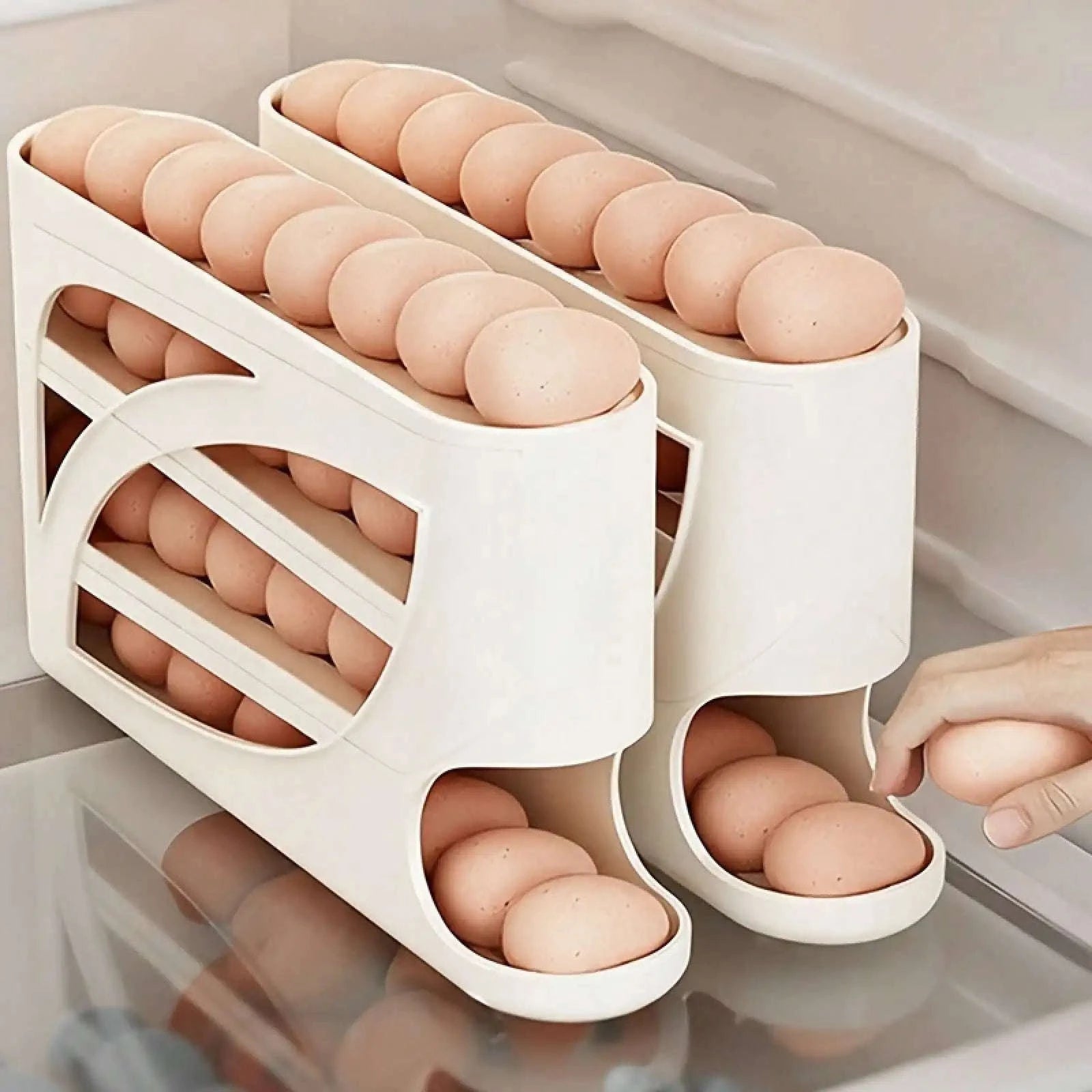 Rolling Egg Rack with Side Door – Holds 30 Eggs, Space-Saving Fridge Organizer-United States / Holds 30 eggs / 4-tier