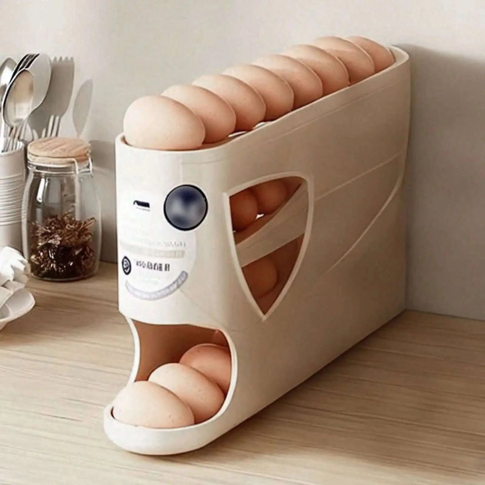 Rolling Egg Rack with Side Door – Holds 30 Eggs, Space-Saving Fridge Organizer-United States / Holds 30 eggs / 4-tier