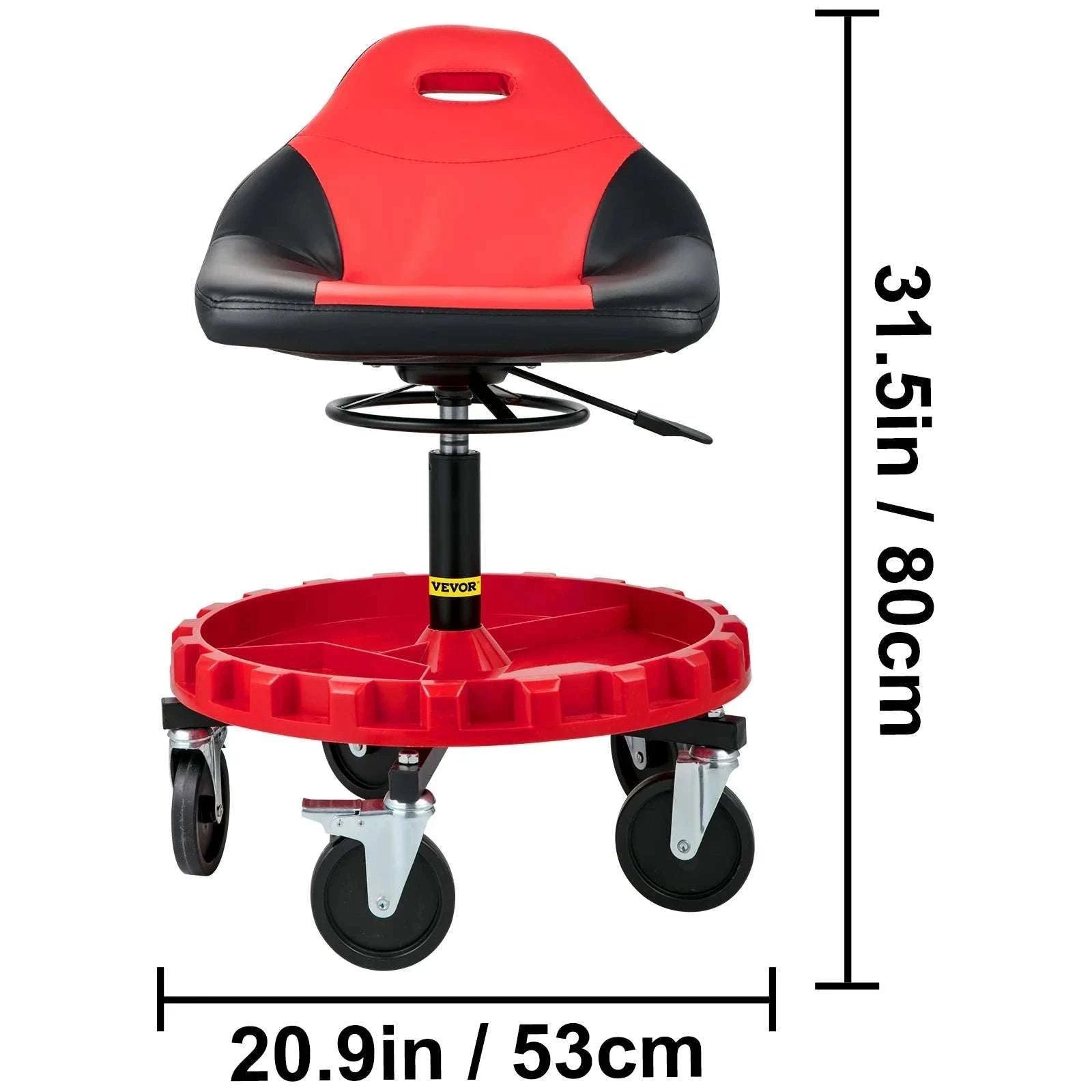 Rolling Garage Stool with Wheels & Tool Tray, 300 lb Capacity-United States