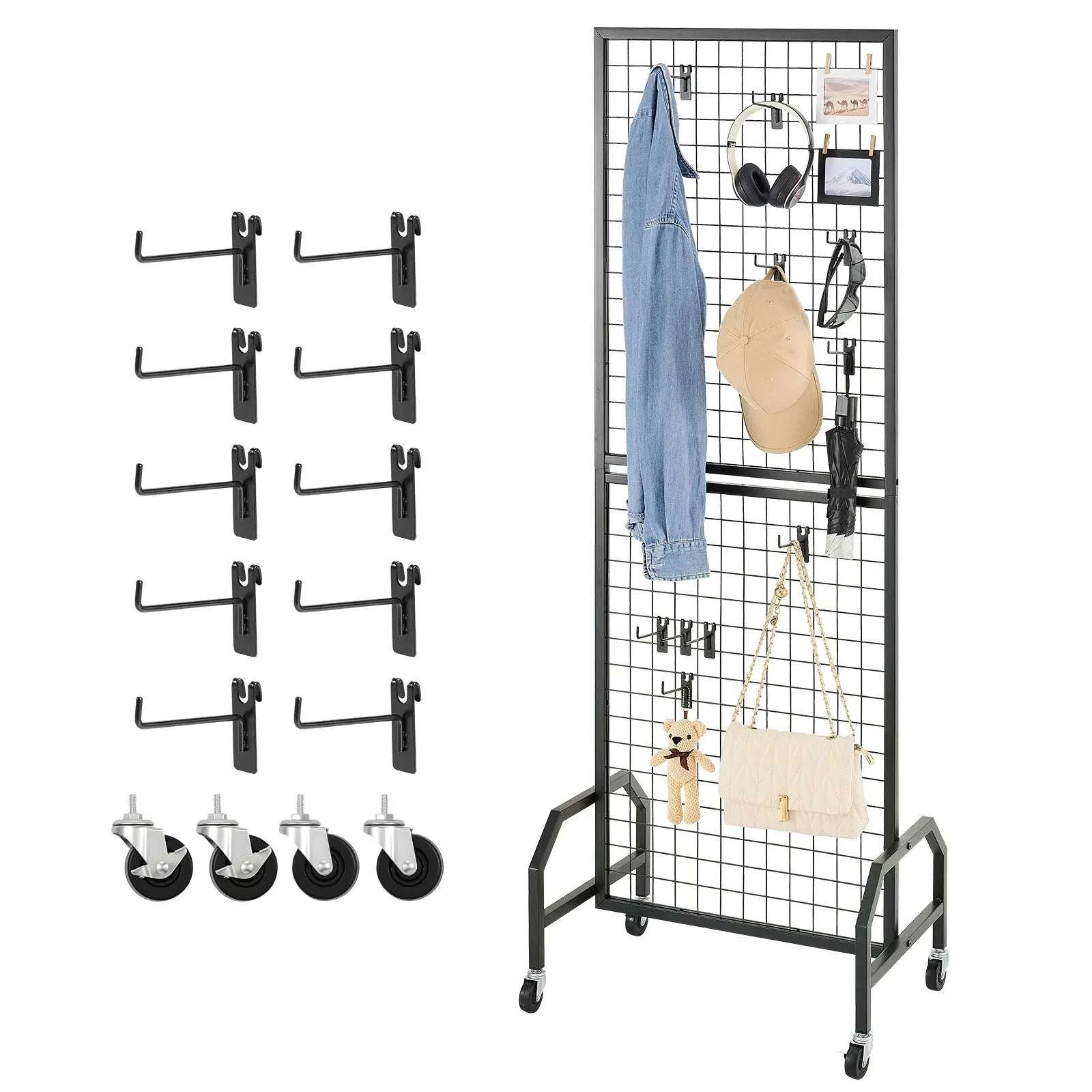 Rolling Grid Wall Display Panel with Hooks and Wheels-70-80inch 2 Packs / United States