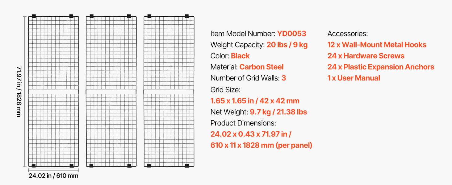 Rolling Grid Wall Display Rack with Wheels Steel Panel Stand-70-80in 2 grids / spain