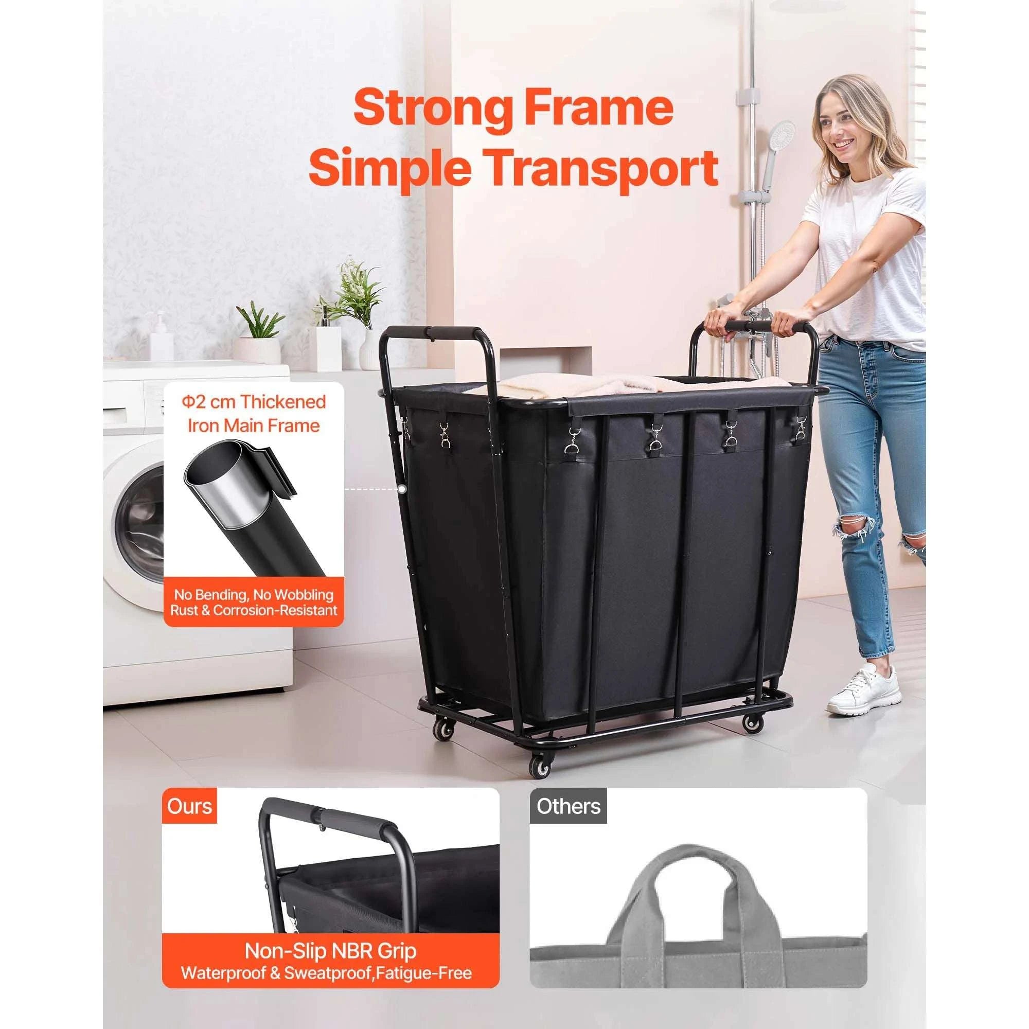 Rolling Laundry Cart with Wheels Heavy Duty Utility Shopping Basket-Basket Style typeA / United States