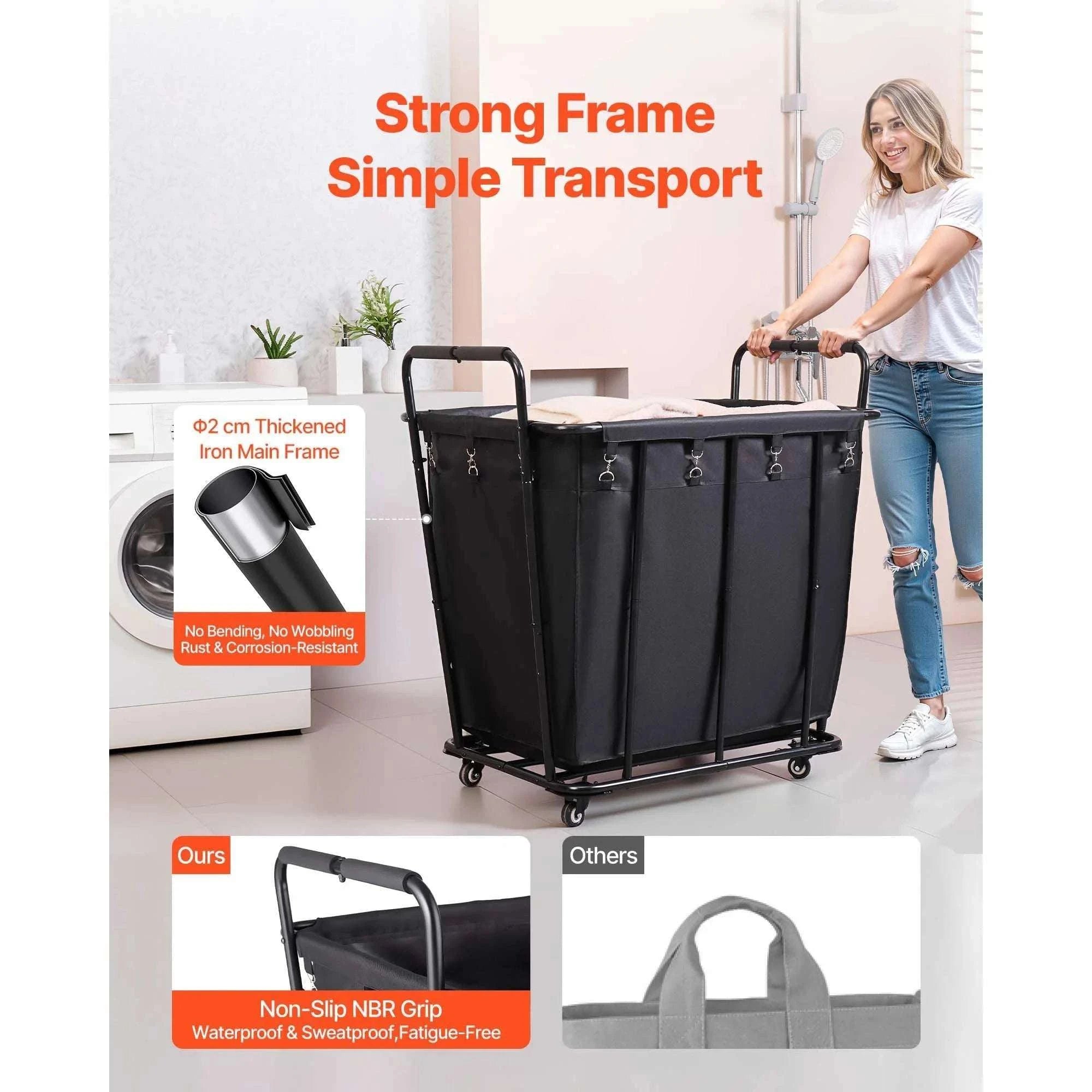 Rolling Laundry Cart with Wheels Heavy Duty Utility Shopping Basket-Basket Style typeA / United States