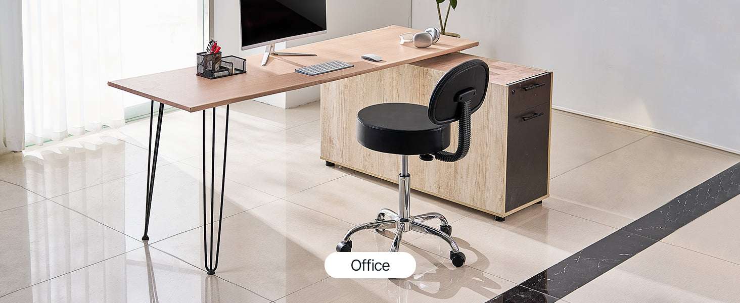 Rolling Stool Chair with Wheels 450 lb Capacity Adjustable Height-Black Back Support / United States