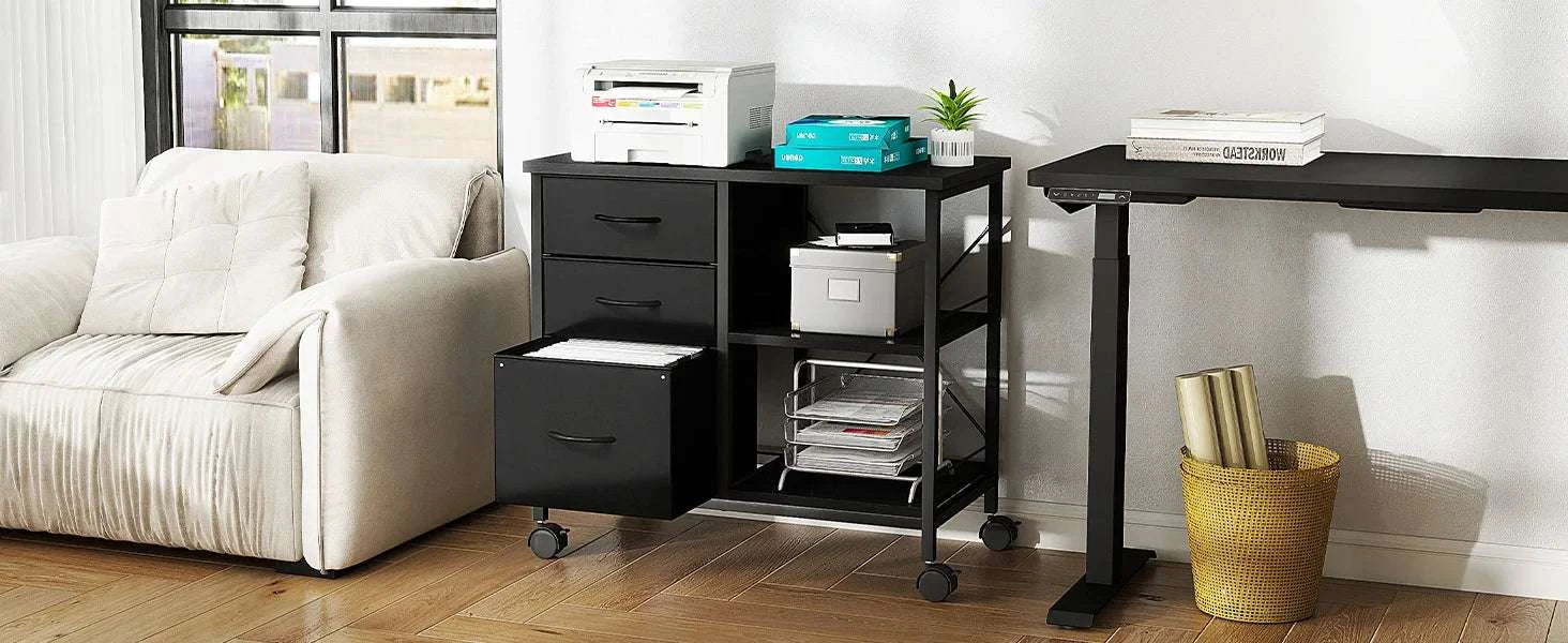 Rolling Storage Cabinet with Fabric Drawers and Steel Frame-Rustic Brown / United States