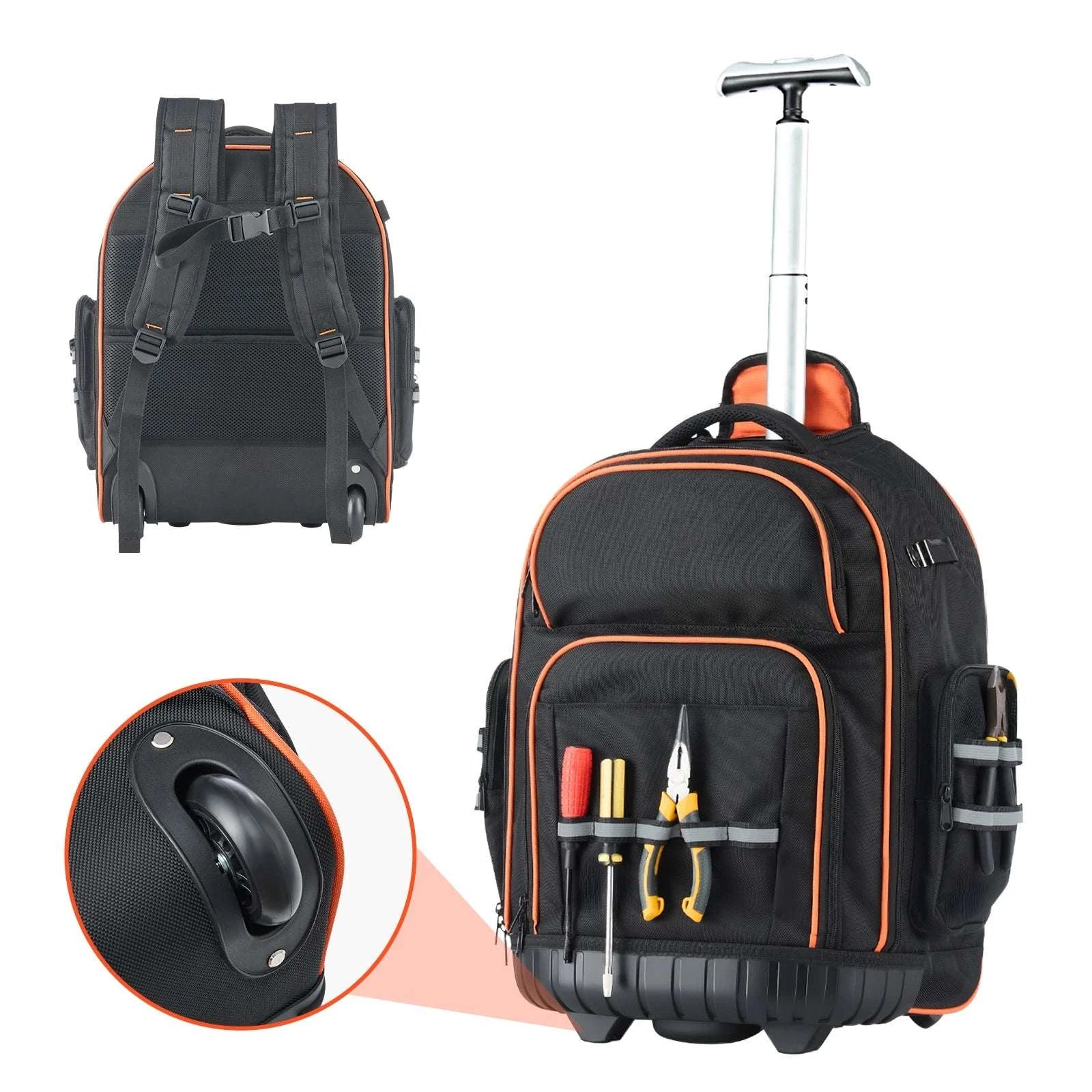 Rolling Tool Backpack with Wheels 110lb Capacity & Multi-Pocket Storage-14in 45 Pockets / CZECH REPUBLIC