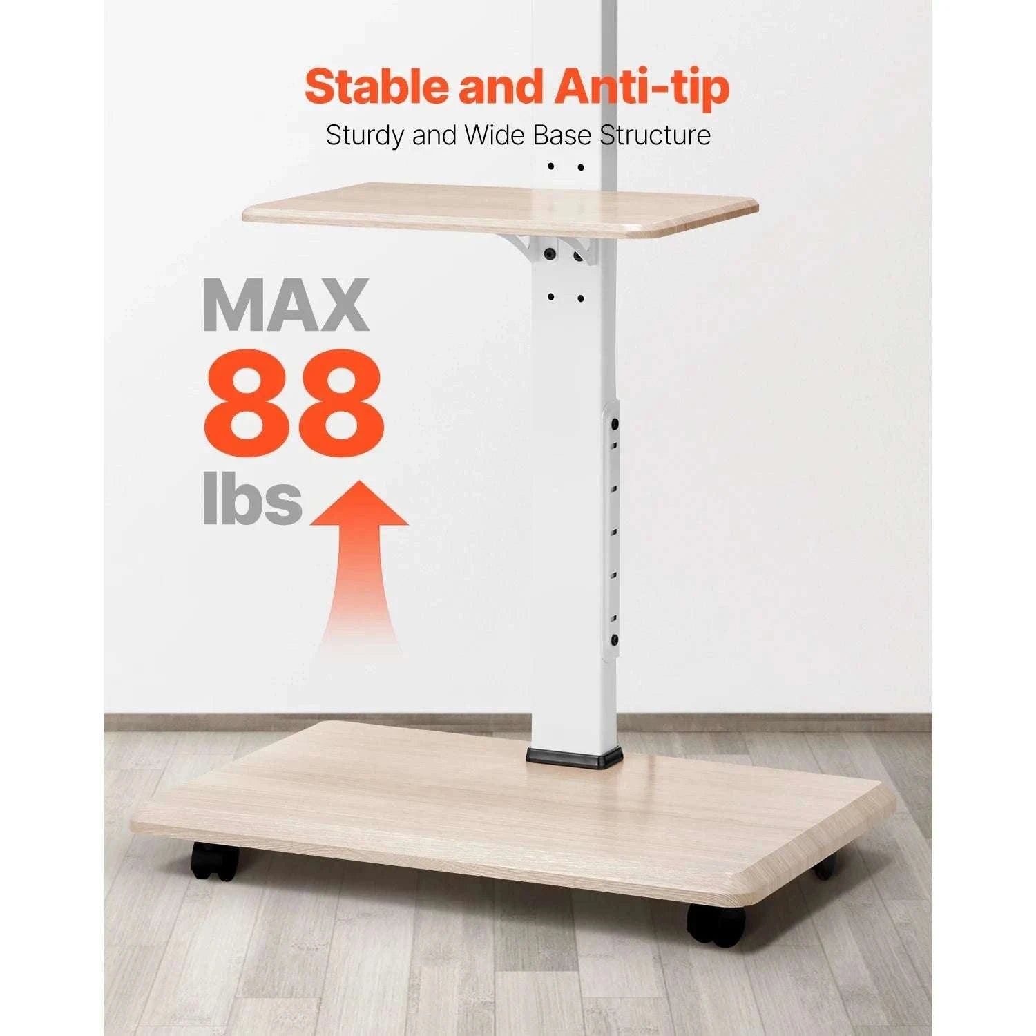 Rolling TV Stand for 32–70 Inch Screens with Wheels & Height Adjust-99 lbs / United States