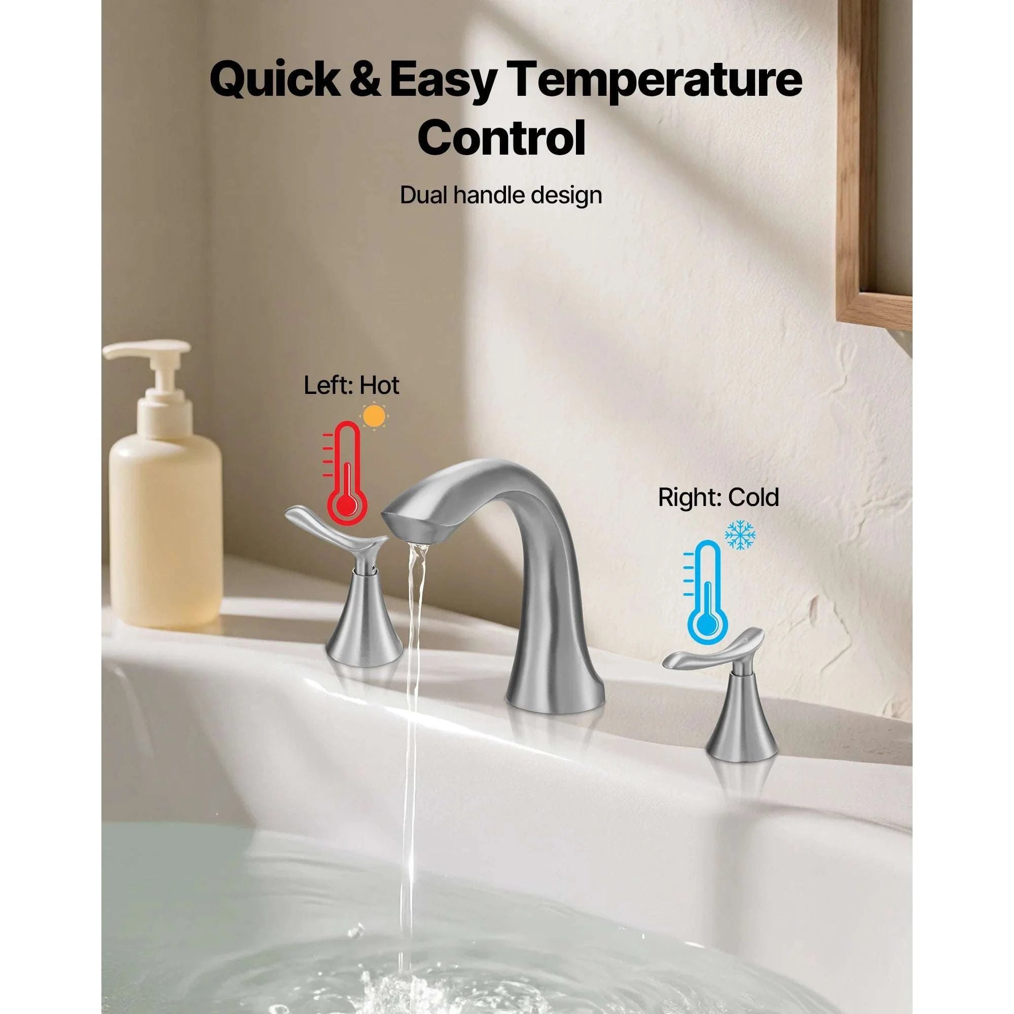 Roman Tub Faucet with Dual Handles Deck Mount Fast Fill Design-Silver / United States