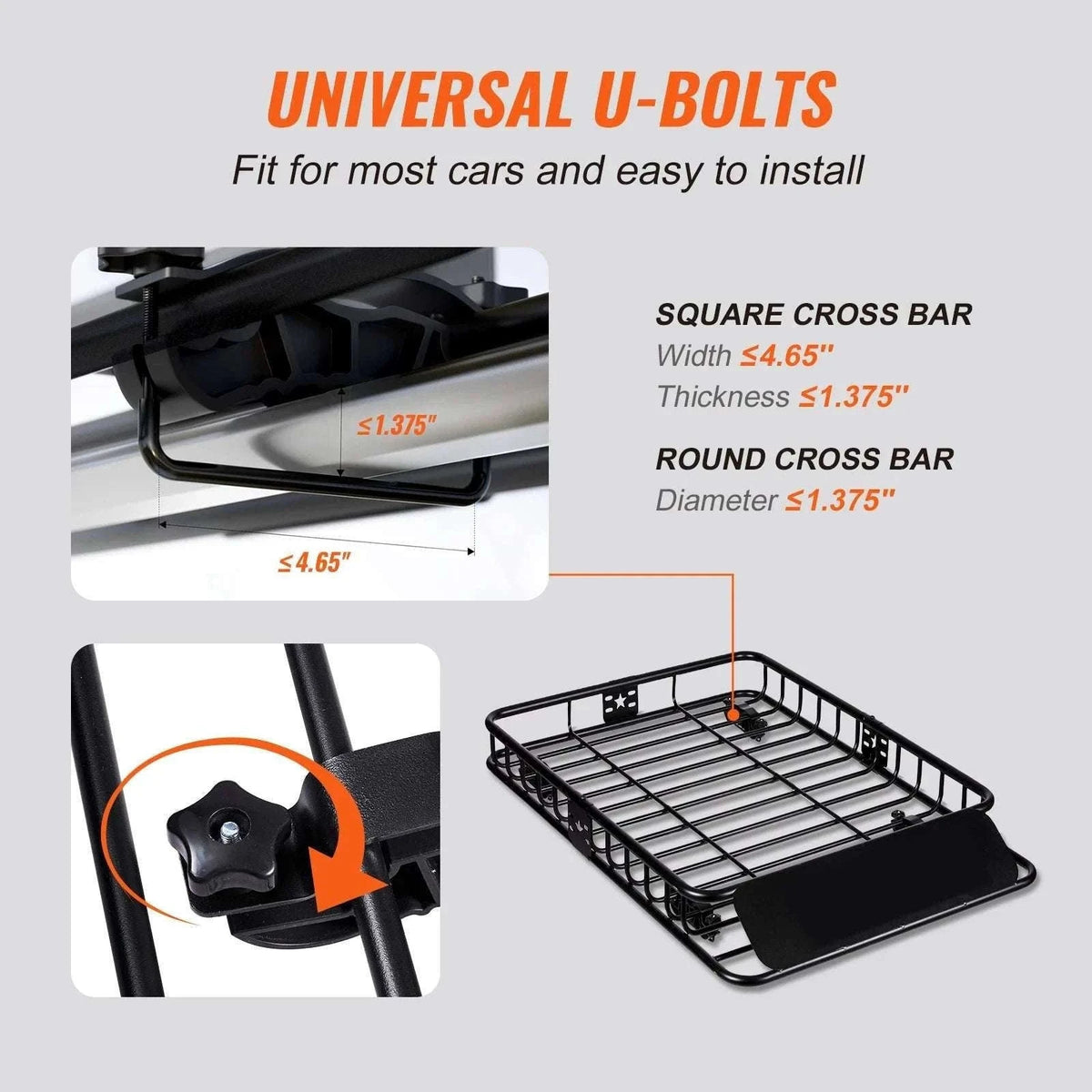 Roof Rack Cargo Basket 200lb Heavy-Duty Rooftop Carrier-51 inches / United States