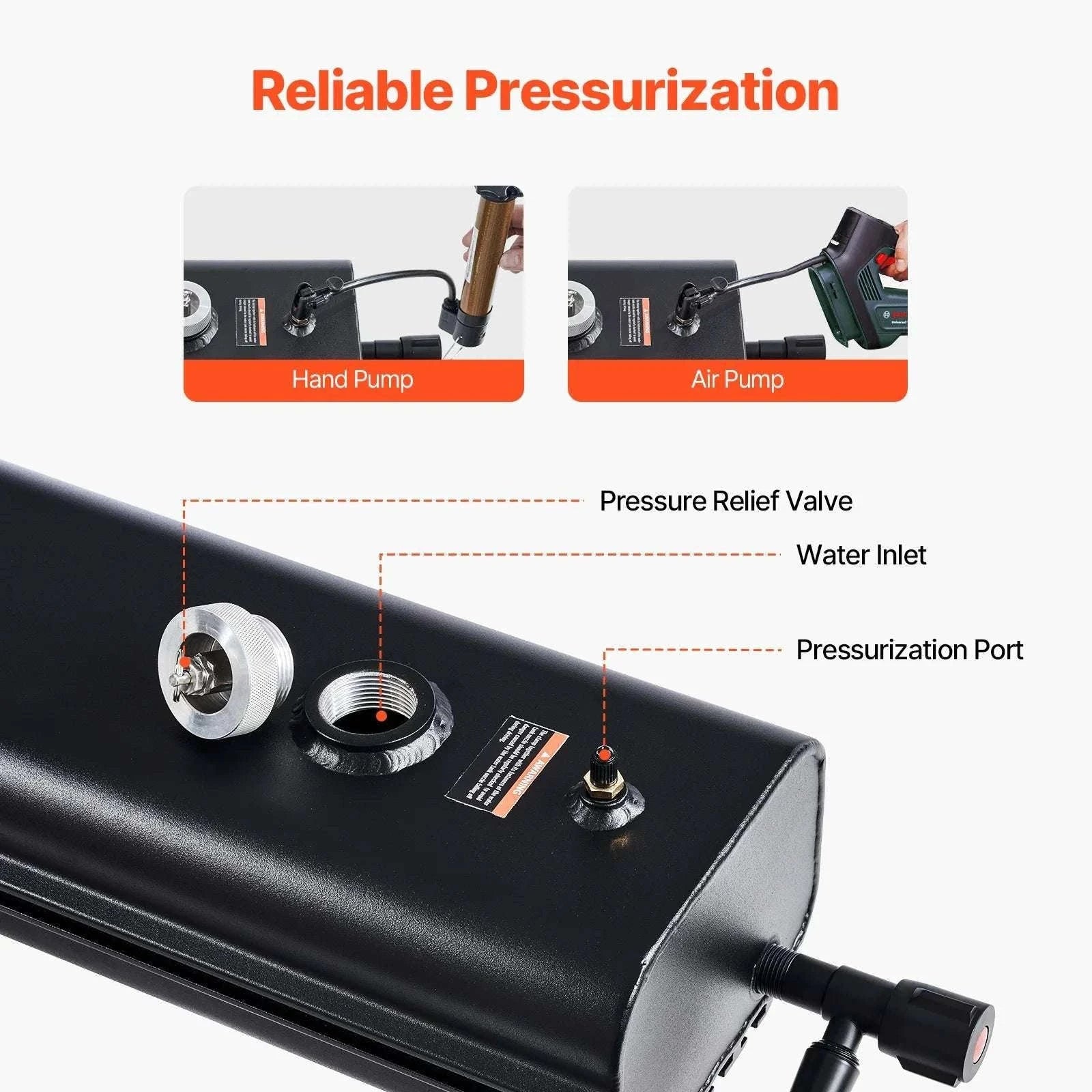 Roof Rack Pressurized Water Tank 4 Gal Aluminum Outdoor Shower System-8 gal / spain