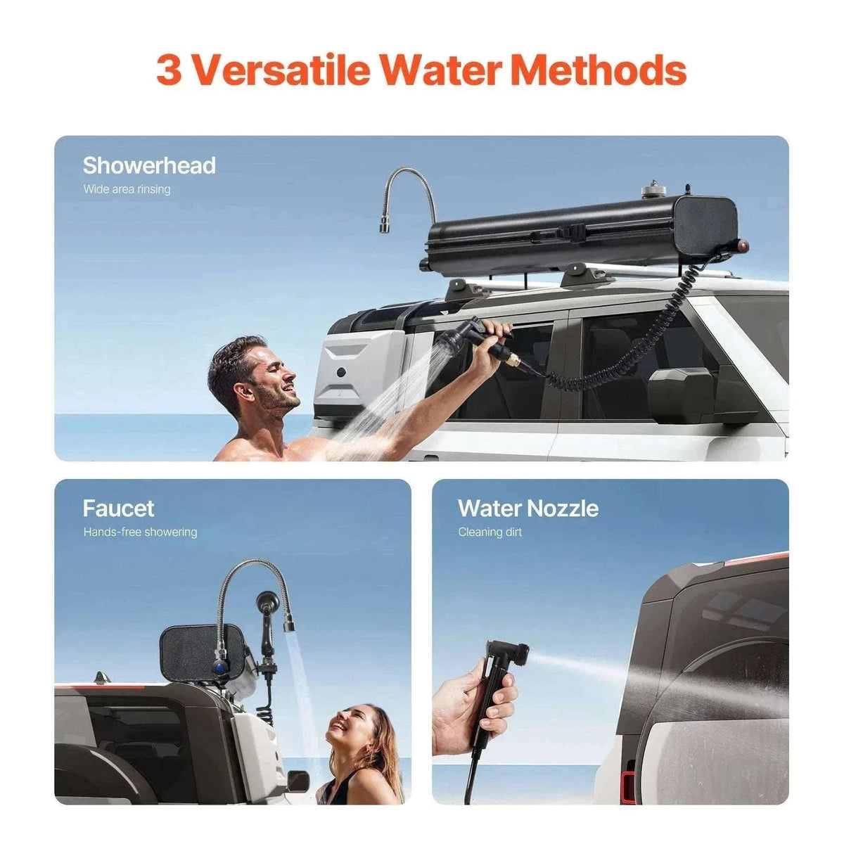 Roof Rack Pressurized Water Tank 4 Gal Aluminum Outdoor Shower System-8 gal / spain