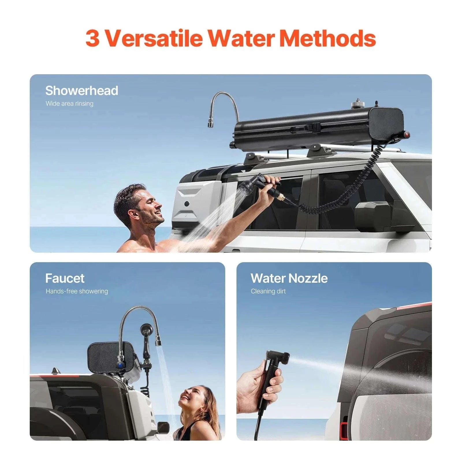 Roof Rack Pressurized Water Tank 4 Gal Aluminum Outdoor Shower System-8 gal / spain