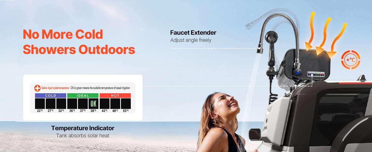Roof Rack Pressurized Water Tank 4 Gal Aluminum Outdoor Shower System-