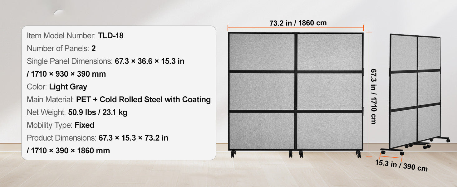 SucceBuy Office Divider 2 Panel Office Partition Freestanding Office Divider Wall Partition & Privacy Divider Reduce loud Noise