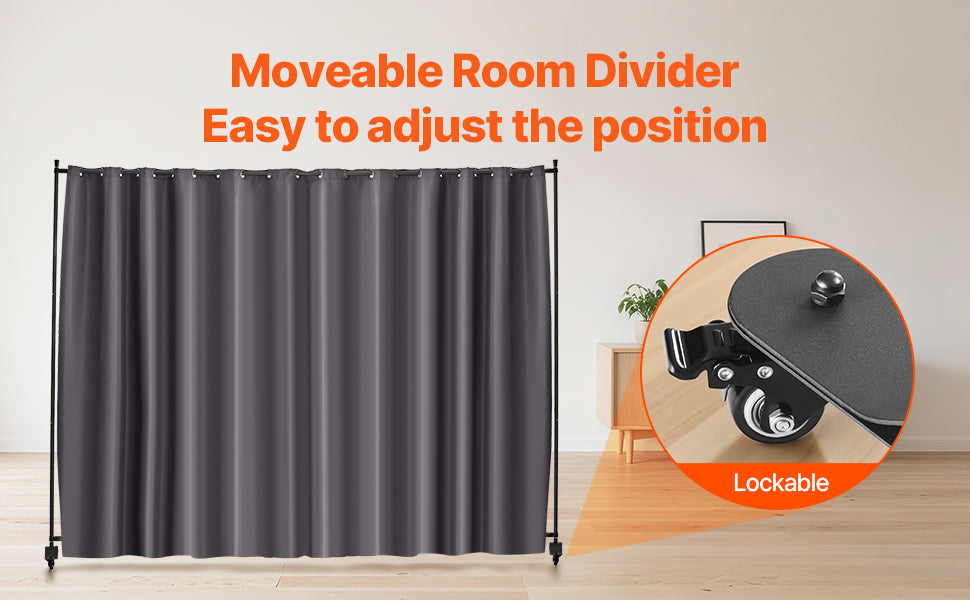 SucceBuy Room Divider Portable Panel Privacy Screen with Wheels Freestanding for Office Bedroom Dining Room Study Gray Decor