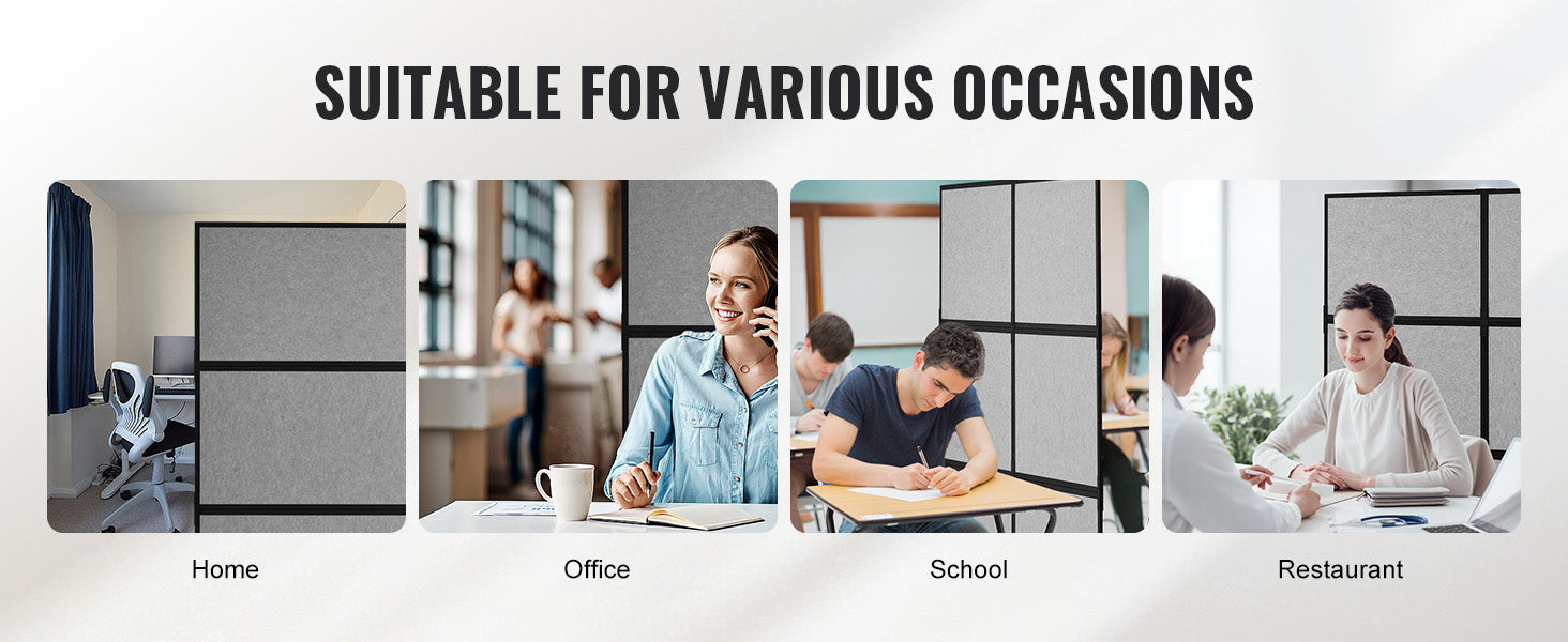 SucceBuy Office Divider 2 Panel Office Partition Freestanding Office Divider Wall Partition & Privacy Divider Reduce loud Noise