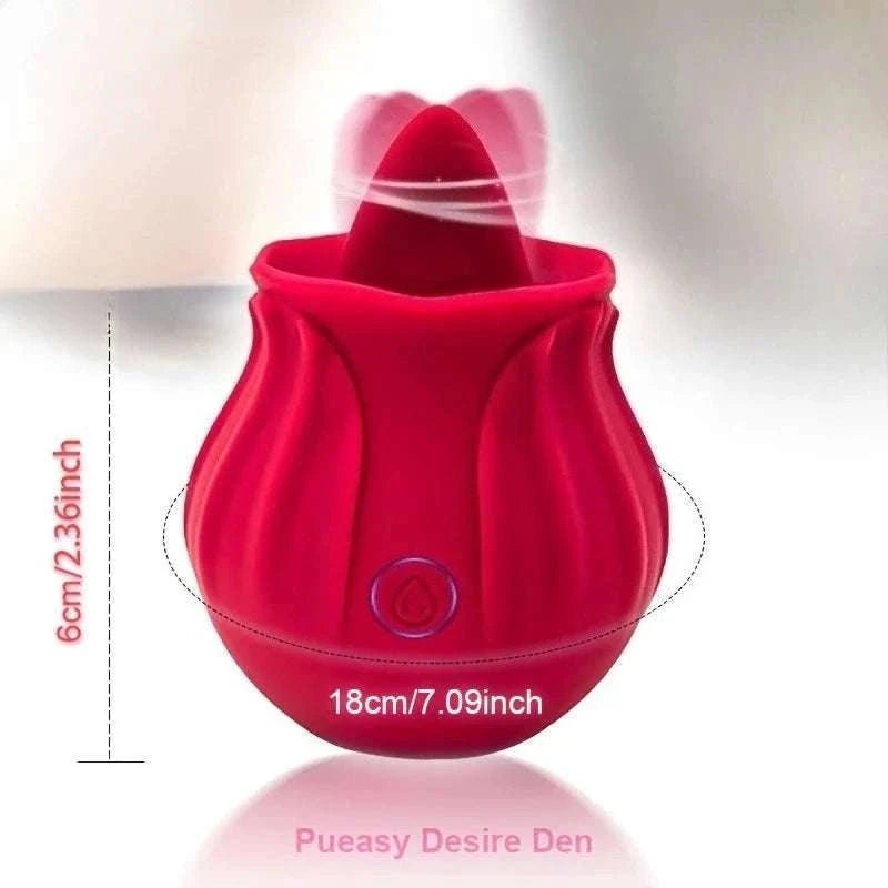 Rose Clitoral Suction & Licking Vibrator with 10 Modes-red